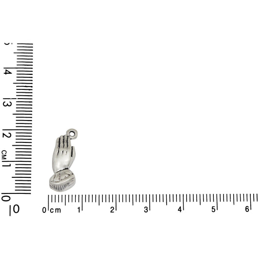 Sterling Silver, 7.7mm Width by 6.5mm Length by 18.9mm Height, Praying Hands Charm. Quantity Per Pack: 1 Piece.