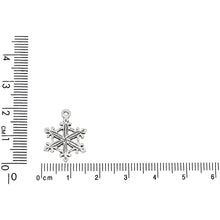 Load image into Gallery viewer, Sterling Silver, 14.7mm Width by 1.2mm Length by 19.8mm Height, Snowflake Charm. Quantity Per Pack: 1 Piece.
