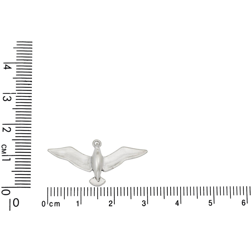 Sterling Silver, 30.8mm Width by 3.5mm Length by 14.9mm Height, Seagull Charm. Quantity Per Pack: 1 Piece.