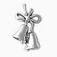 Charms. Sterling Silver, 11.7mm Width by 6.3mm Length by 18.6mm Height, Wedding Bells Charm. Quantity Per Pack: 1 Piece.