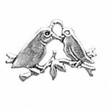 Load image into Gallery viewer, Charms. Sterling Silver, 14.6mm Width by 0.9mm Length by 9.5mm Height, Love Birds Charm. Quantity Per Pack: 1 Piece.
