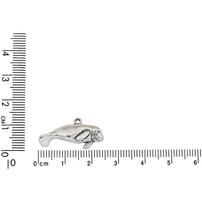 Sterling Silver, 24.5mm Width by 2.8mm Length by 12.4mm Height, Manatee Charm. Quantity Per Pack: 1 Piece.