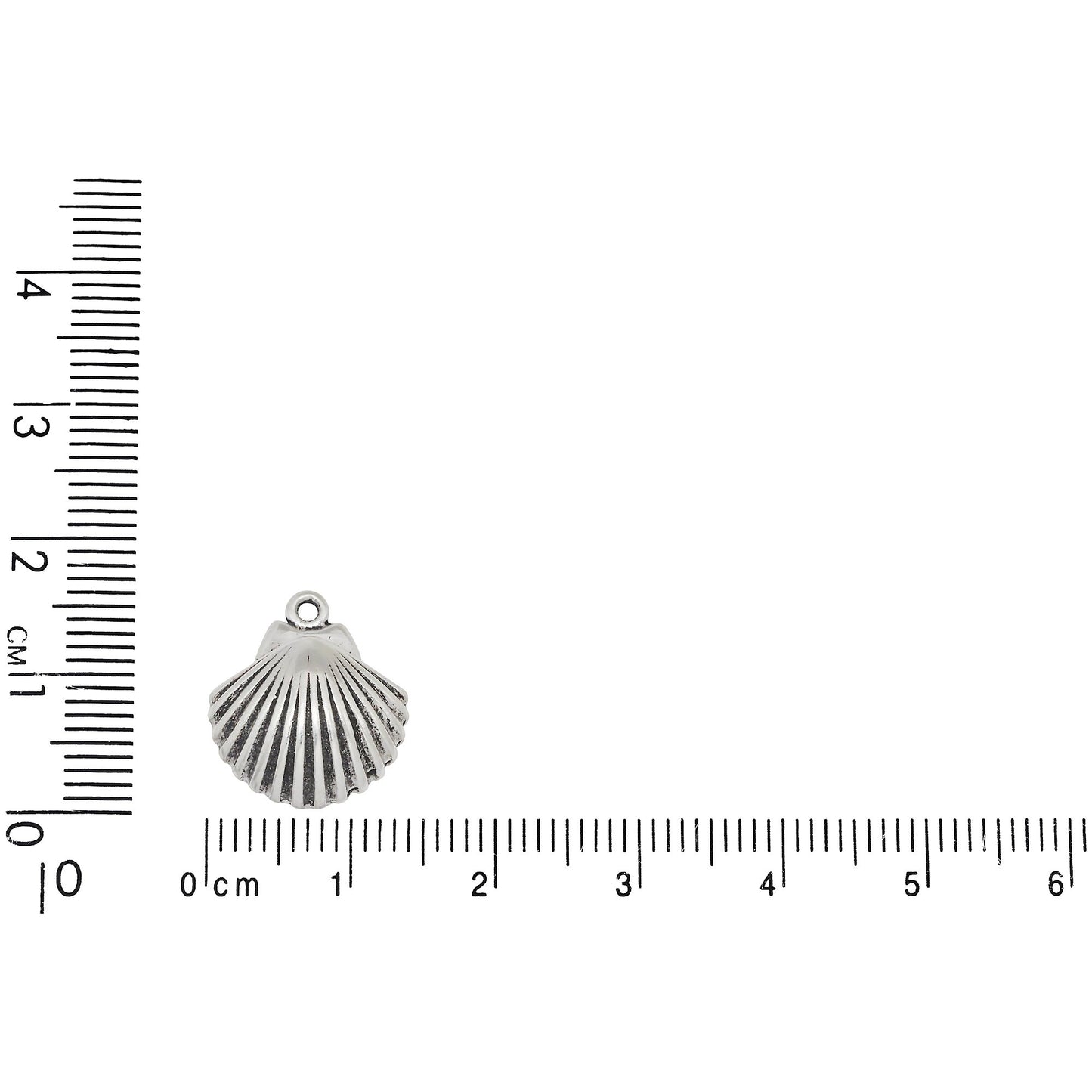 Sterling Silver, 14.0mm Width by 3.9mm Length by 15.9mm Height, Scallop Shell Charm. Quantity Per Pack: 1 Piece.