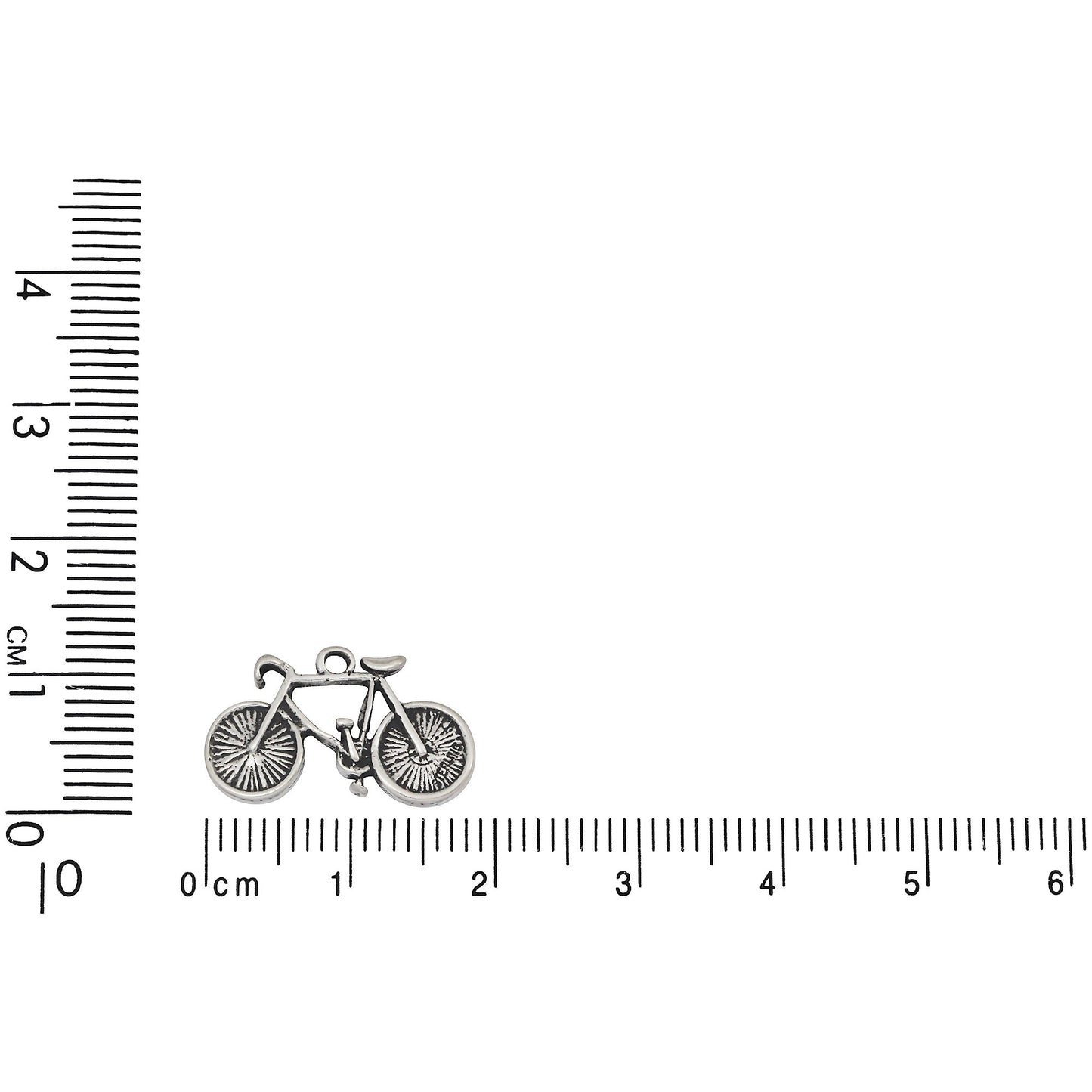Sterling Silver, 19.0mm Width by 2.4mm Length by 11.3mm Height, Bicycle Charm. Quantity Per Pack: 1 Piece.