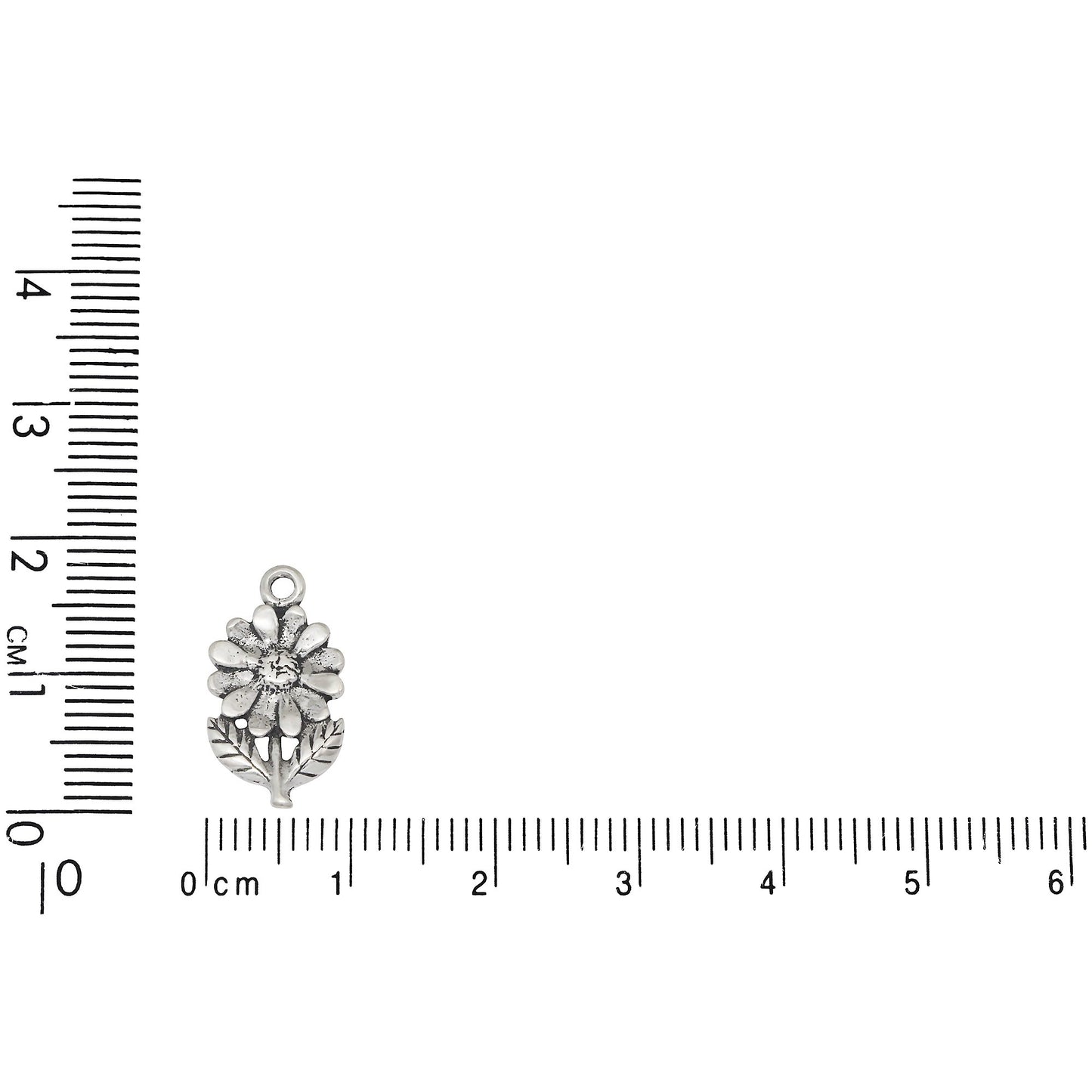 Sterling Silver, 9.6mm Width by 1.2mm Length by 17.7mm Height, Flower Charm. Quantity Per Pack: 1 Piece.