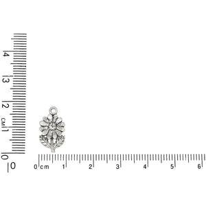 Sterling Silver, 9.6mm Width by 1.2mm Length by 17.7mm Height, Flower Charm. Quantity Per Pack: 1 Piece.