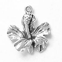 Load image into Gallery viewer, Charms. Sterling Silver, 16.8mm Width by 4.9mm Length by 17.7mm Height, Hibiscus Flower Charm. Quantity Per Pack: 1 Piece.
