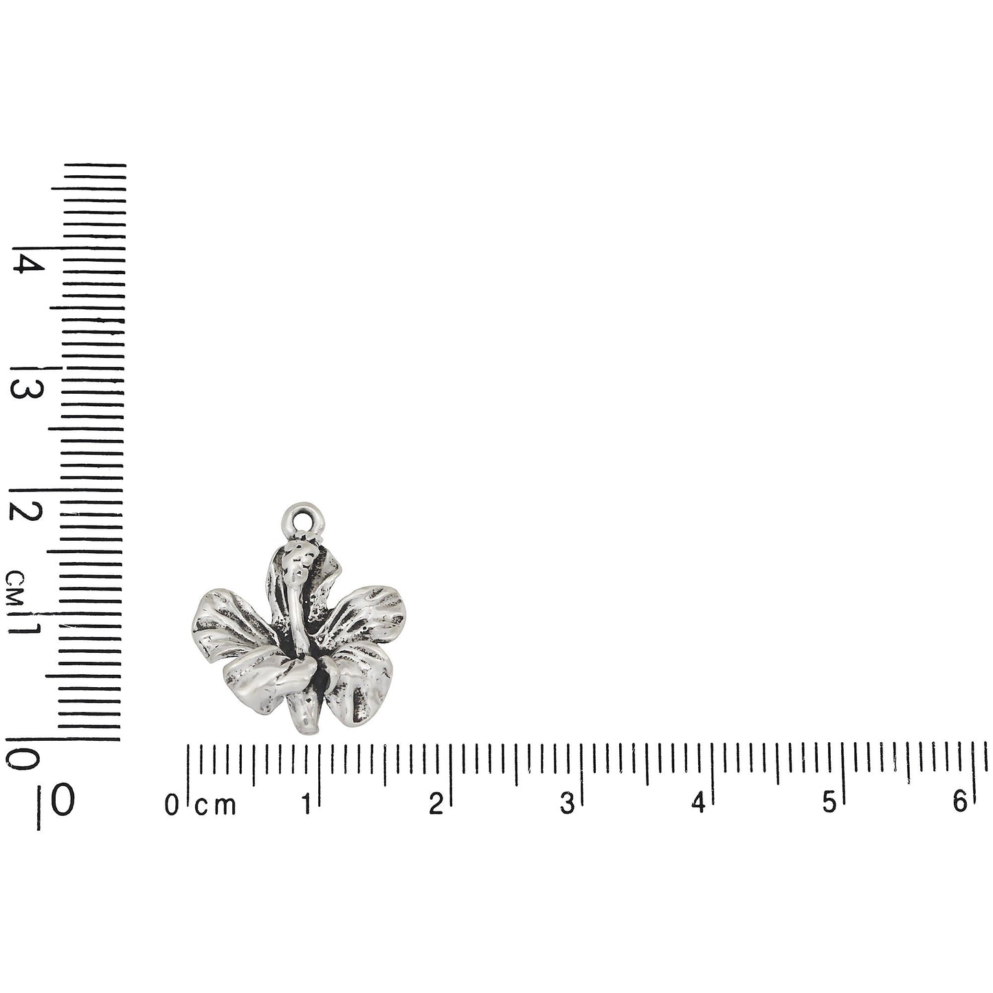 Sterling Silver, 16.8mm Width by 4.9mm Length by 17.7mm Height, Hibiscus Flower Charm. Quantity Per Pack: 1 Piece.