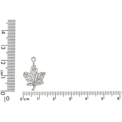 Sterling Silver, 14.1mm Width by 1.6mm Length by 21.5mm Height, Maple Leaf Charm. Quantity Per Pack: 1 Piece.