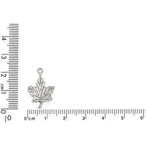 Sterling Silver, 14.1mm Width by 1.6mm Length by 21.5mm Height, Maple Leaf Charm. Quantity Per Pack: 1 Piece.