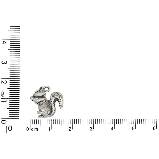 Sterling Silver, 16.3mm Width by 5.1mm Length by 15.5mm Height, Squirrel Charm. Quantity Per Pack: 1 Piece.