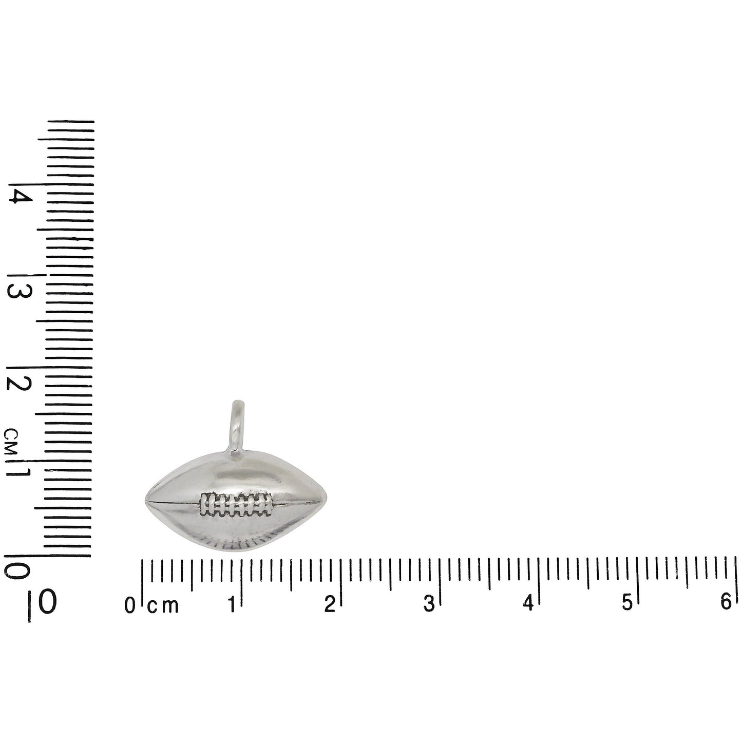 Sterling Silver, 10.2mm Width by 18.4mm Length by 15.5mm Height, Hollow Football Charm. Quantity Per Pack: 1 Piece.
