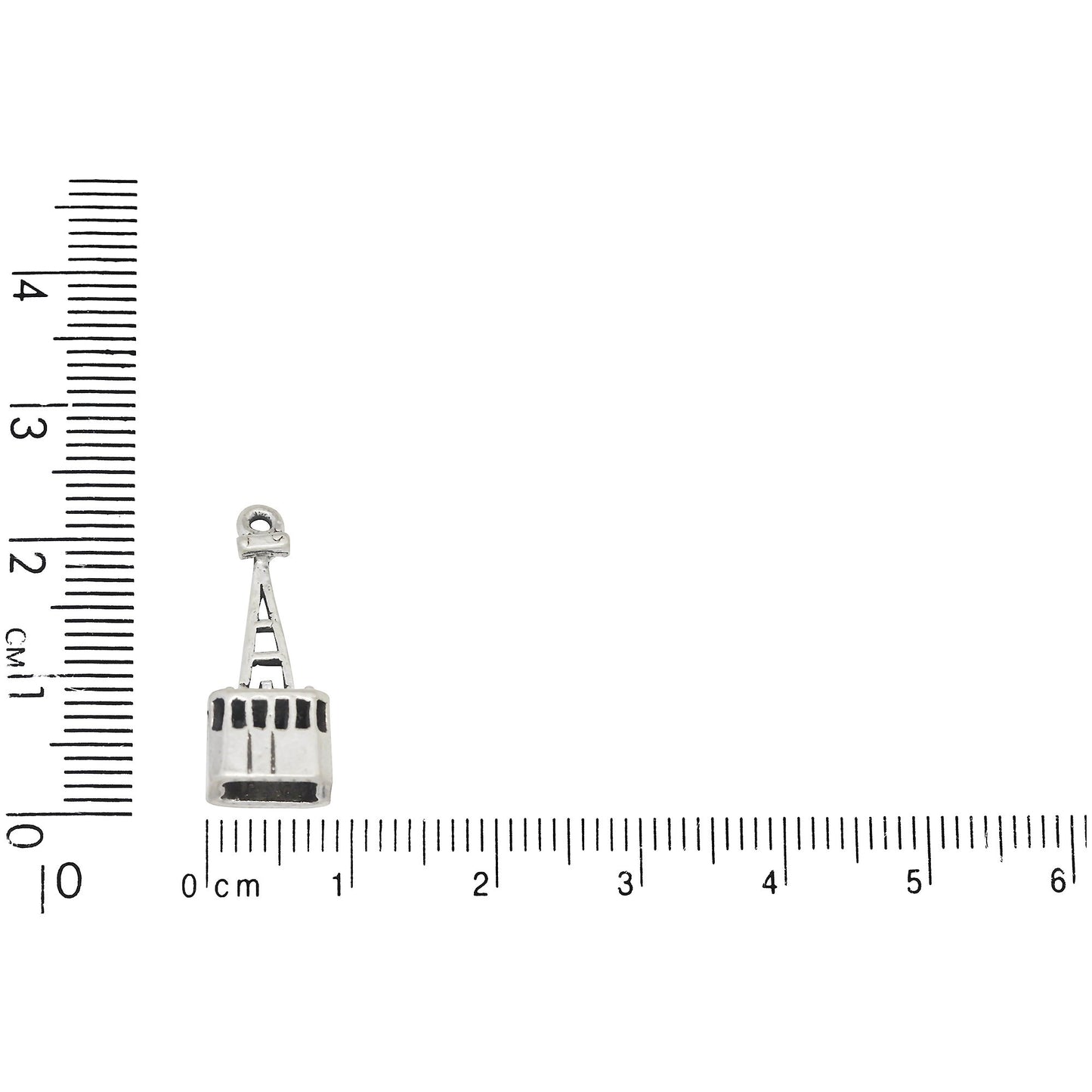 Sterling Silver, 8.8mm Width by 6.6mm Length by 21.8mm Height, Tram Charm. Quantity Per Pack: 1 Piece.
