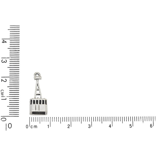Sterling Silver, 8.8mm Width by 6.6mm Length by 21.8mm Height, Tram Charm. Quantity Per Pack: 1 Piece.