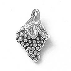 Charms. Sterling Silver, 11.1mm Width by 9.1mm Length by 18.2mm Height, Grapes Charm. Quantity Per Pack: 1 Piece.