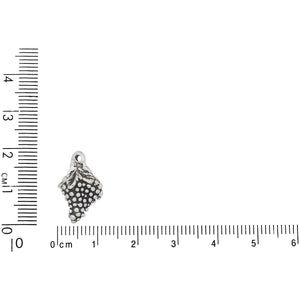 Sterling Silver, 11.1mm Width by 9.1mm Length by 18.2mm Height, Grapes Charm. Quantity Per Pack: 1 Piece.