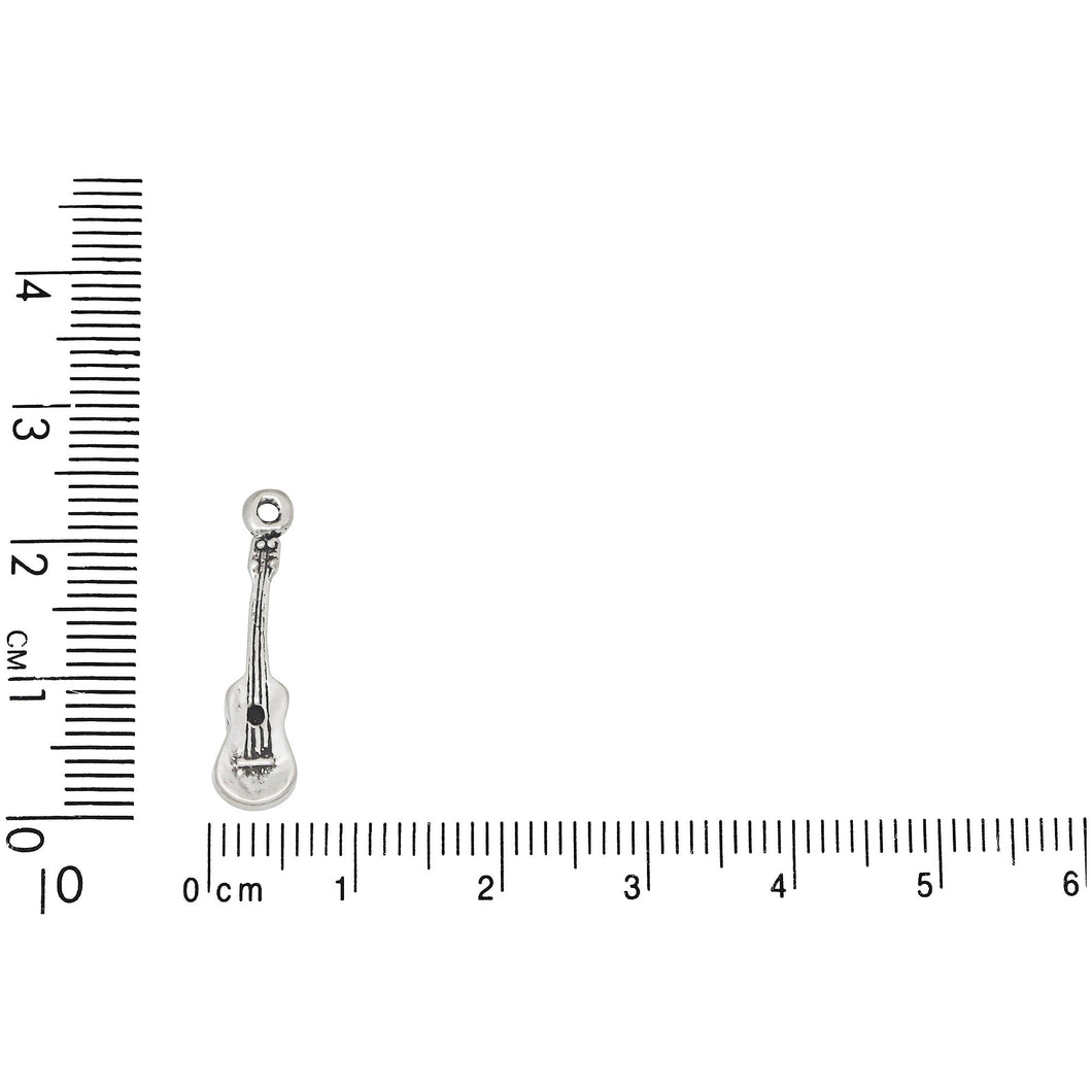 Sterling Silver, 5.8mm Width by 2.6mm Length by 22.8mm Height, Ukelele Charm. Quantity Per Pack: 1 Piece.