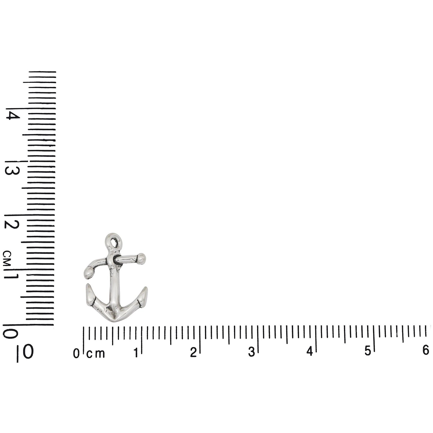 Sterling Silver, 10.9mm Width by 2.2mm Length by 16.1mm Height, Anchor Charm. Quantity Per Pack: 1 Piece.