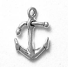 Charms. Sterling Silver, 10.9mm Width by 2.2mm Length by 16.1mm Height, Anchor Charm. Quantity Per Pack: 1 Piece.