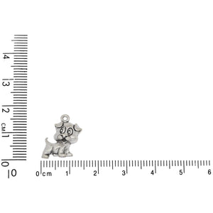 Sterling Silver, 14.1mm Width by 4.3mm Length by 16.6mm Height, Puppy Dog Charm. Quantity Per Pack: 1 Piece.