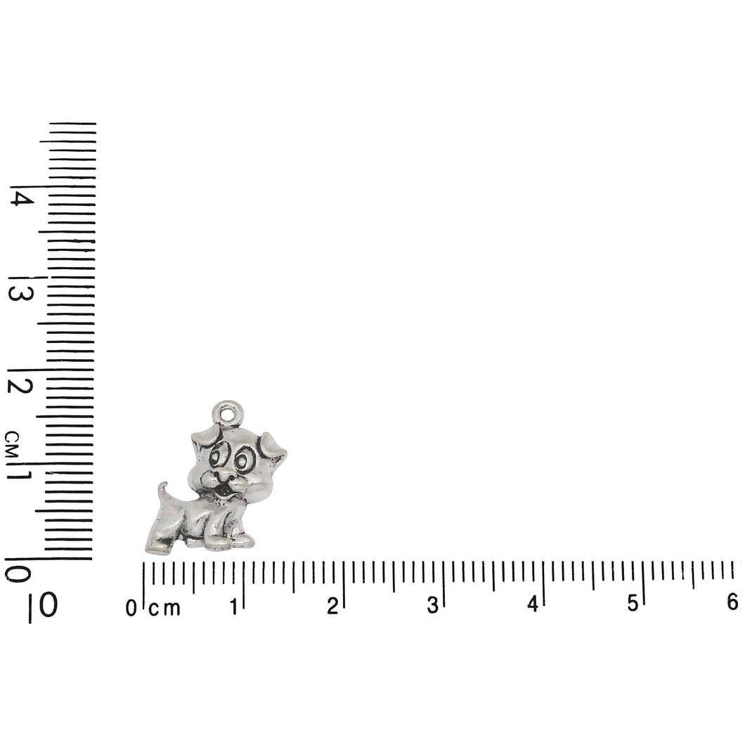 Sterling Silver, 14.1mm Width by 4.3mm Length by 16.6mm Height, Puppy Dog Charm. Quantity Per Pack: 1 Piece.