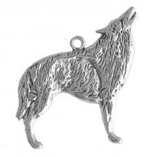 Load image into Gallery viewer, Charms. Sterling Silver, 22.4mm Width by 1.5mm Length by 28.0mm Height, Wolf (Right) Charm. Quantity Per Pack: 1 Piece.
