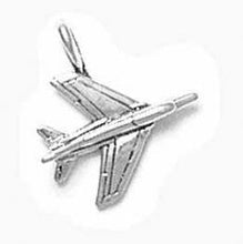 Load image into Gallery viewer, Charms. Sterling Silver, 16.5mm Width by 46mm Length by 19.2mm Height, Jet Plane Pendant. Quantity Per Pack: 1 Piece.
