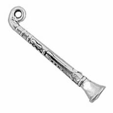 Charms. Sterling Silver, 5.1mm Width by 5.1mm Length by 28.1mm Height, Clarinet Charm. Quantity Per Pack: 1 Piece.