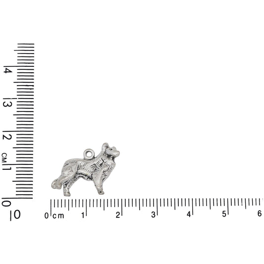 Sterling Silver, 19.1mm Width by 6.8mm Length by 14.7mm Height, Collie Dog Charm. Quantity Per Pack: 1 Piece.