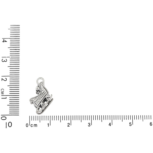Sterling Silver, 11.5mm Width by 6.5mm Length by 13.1mm Height, Santa's Sleigh Charm. Quantity Per Pack: 1 Piece.
