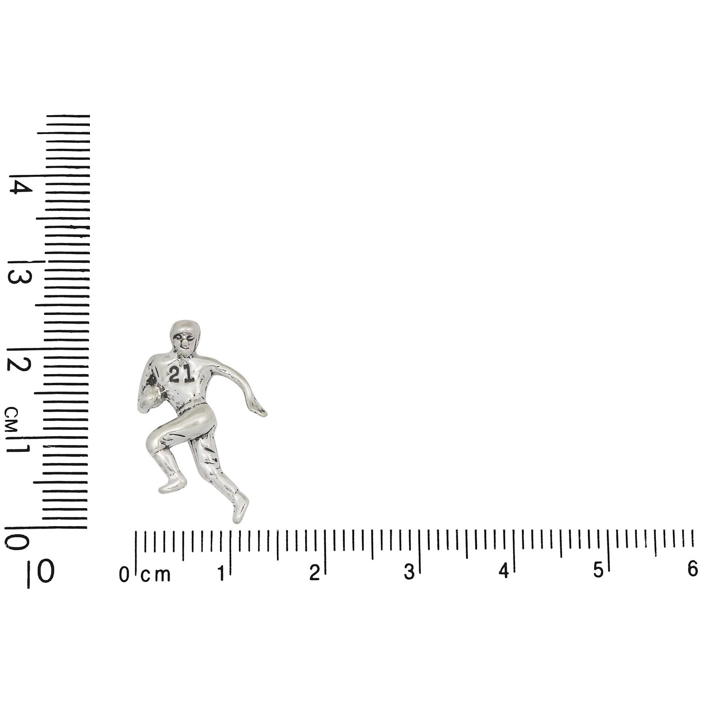 Sterling Silver, 6.8mm Width by 13.8mm Length by 22.5mm Height, Football Player Charm. Quantity Per Pack: 1 Piece.