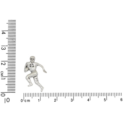 Sterling Silver, 6.8mm Width by 13.8mm Length by 22.5mm Height, Football Player Charm. Quantity Per Pack: 1 Piece.