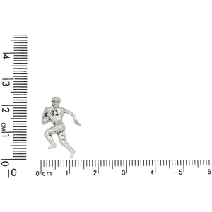 Sterling Silver, 6.8mm Width by 13.8mm Length by 22.5mm Height, Football Player Charm. Quantity Per Pack: 1 Piece.