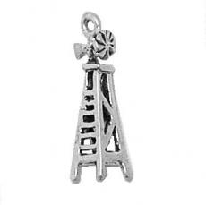 Charms. Sterling Silver, 6.4mm Width by 5.9mm Length by 23.4mm Height, Windmill Charm. Quantity Per Pack: 1 Piece.