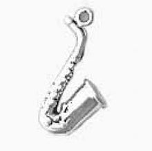 Load image into Gallery viewer, Charms. Sterling Silver, 16.0mm Width by 5.9mm Length by 20.4mm Height, Saxophone Charm. Quantity Per Pack: 1 Piece.
