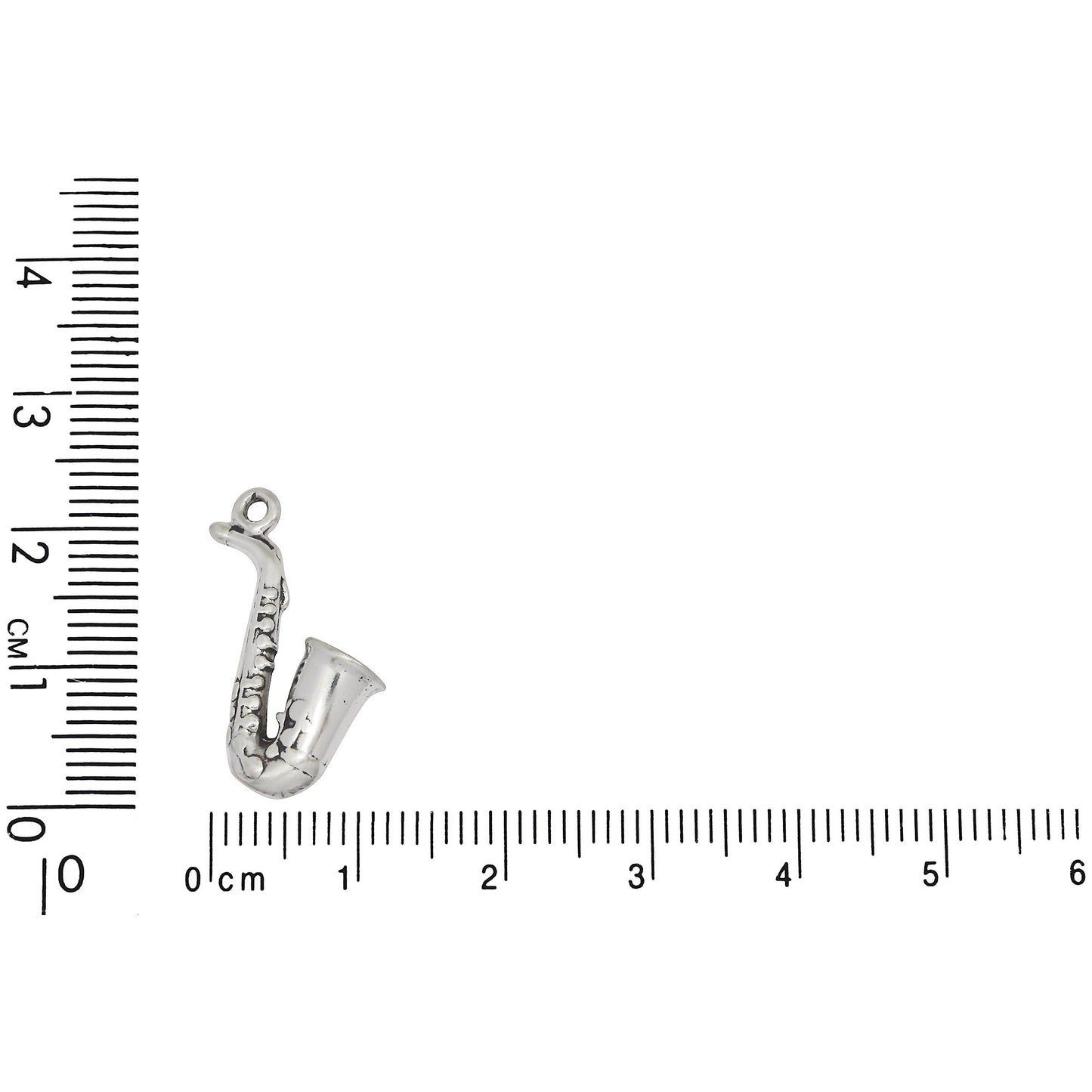 Sterling Silver, 16.0mm Width by 5.9mm Length by 20.4mm Height, Saxophone Charm. Quantity Per Pack: 1 Piece.