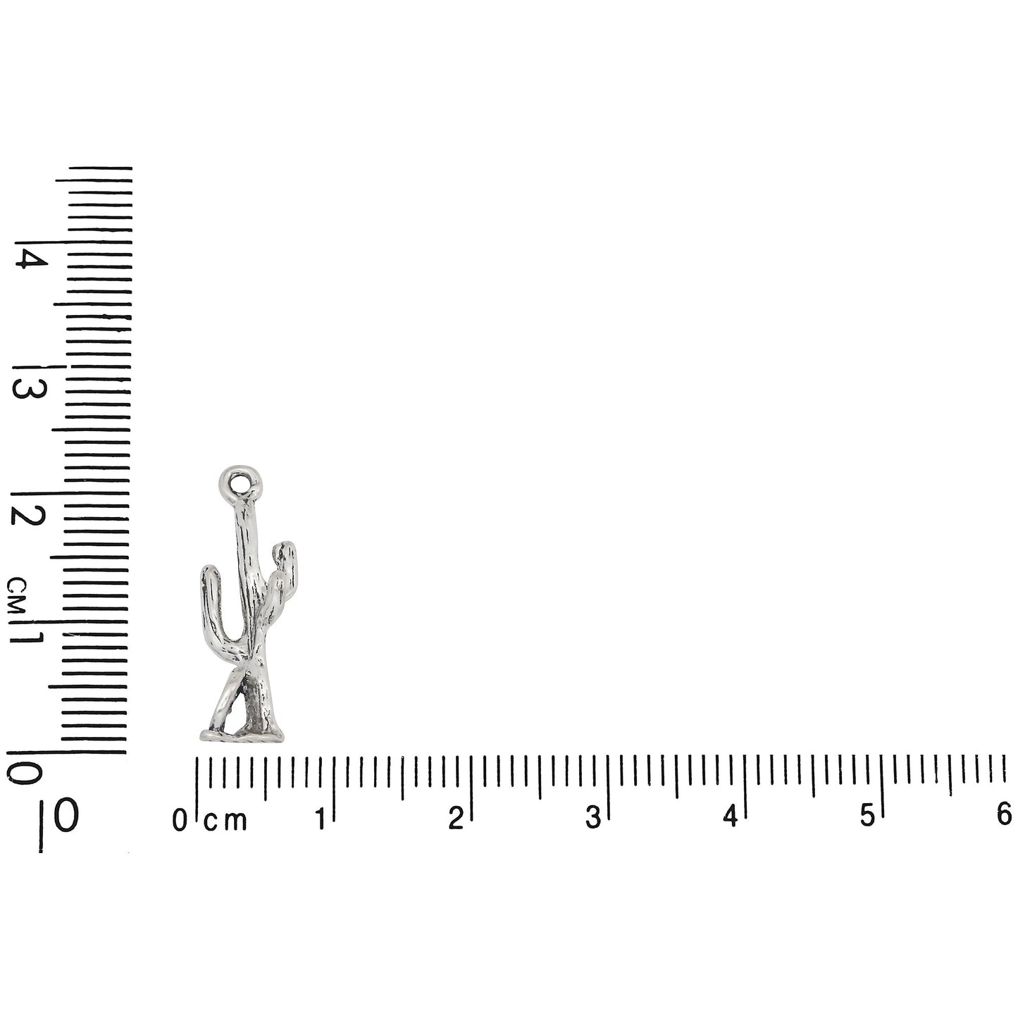 Sterling Silver, 7.8mm Width by 5.1mm Length by 22.2mm Height, Saguaro Cactus Charm. Quantity Per Pack: 1 Piece.