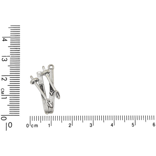 Sterling Silver, 14.5mm Width by 5.0mm Length by 25.5mm Height, Skis With Poles Charm. Quantity Per Pack: 1 Piece.