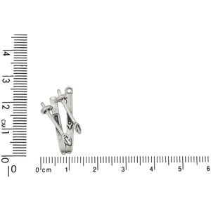 Sterling Silver, 14.5mm Width by 5.0mm Length by 25.5mm Height, Skis With Poles Charm. Quantity Per Pack: 1 Piece.