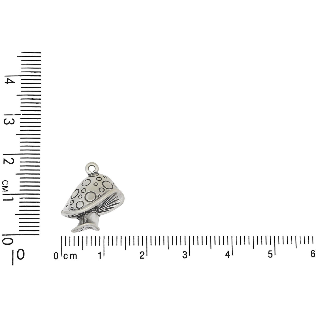 Sterling Silver, 15.2mm Width by 5.6mm Length by 16.9mm Height, Mushroom Charm. Quantity Per Pack: 1 Piece.