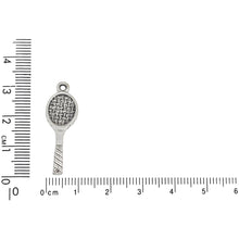 Load image into Gallery viewer, Sterling Silver, 10.3mm Width by 2.5mm Length by 31.3mm Height, Tennis Racket Charm. Quantity Per Pack: 1 Piece.
