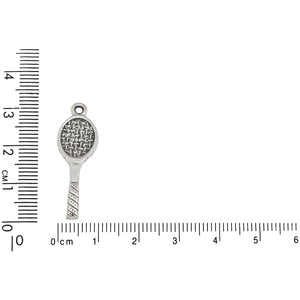 Sterling Silver, 10.3mm Width by 2.5mm Length by 31.3mm Height, Tennis Racket Charm. Quantity Per Pack: 1 Piece.