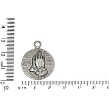 Load image into Gallery viewer, Sterling Silver, 22.7mm Width by 2.7mm Length by 27.9mm Height, Praying Hands with Prayer Charm. Quantity Per Pack: 1 Piece.
