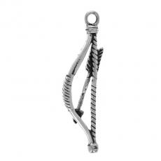 Charms. Sterling Silver, 9.6mm Width by 2.4mm Length by 29.1mm Height, Bow & Arrow Charm. Quantity Per Pack: 1 Piece.