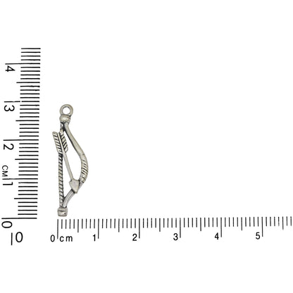 Sterling Silver, 9.6mm Width by 2.4mm Length by 29.1mm Height, Bow & Arrow Charm. Quantity Per Pack: 1 Piece.