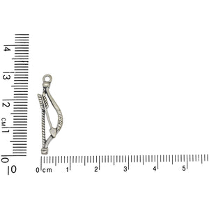 Sterling Silver, 9.6mm Width by 2.4mm Length by 29.1mm Height, Bow & Arrow Charm. Quantity Per Pack: 1 Piece.