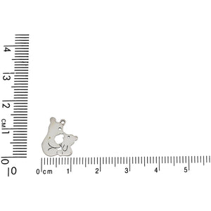 Sterling Silver, 11.4mm Width by 0.9mm Length by 13.6mm Height, Kissing Bears Charm. Quantity Per Pack: 1 Piece.