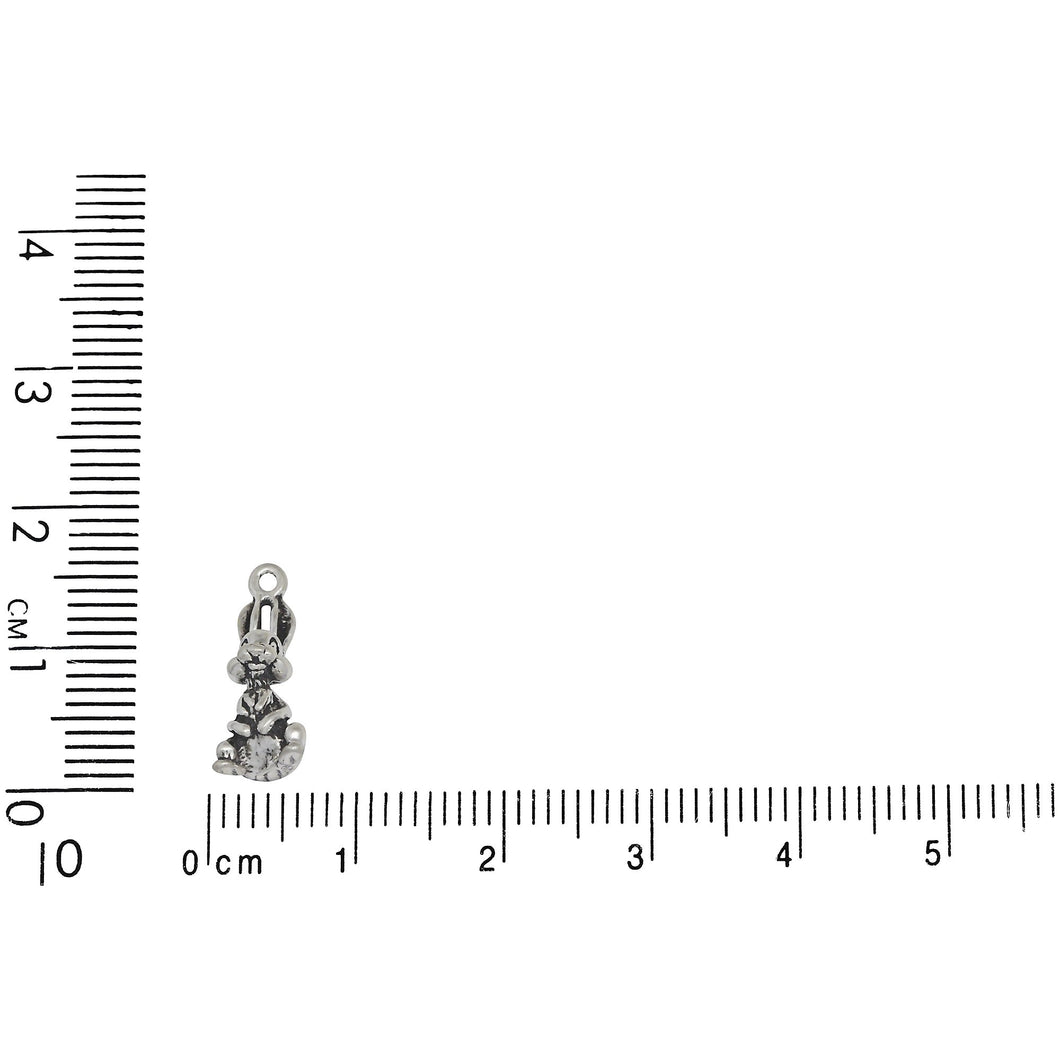 Sterling Silver, 6.4mm Width by 6.7mm Length by 15.5mm Height, Bunny Rabbit Charm. Quantity Per Pack: 1 Piece.