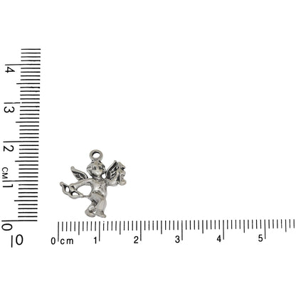 Sterling Silver, 16.6mm Width by 4.5mm Length by 19.0mm Height, Cupid Charm. Quantity Per Pack: 1 Piece.