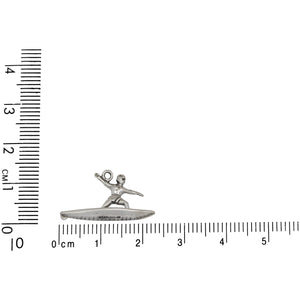 Sterling Silver, 22.8mm Width by 5.3mm Length by 12.2mm Height, Surfer Charm. Quantity Per Pack: 1 Piece.